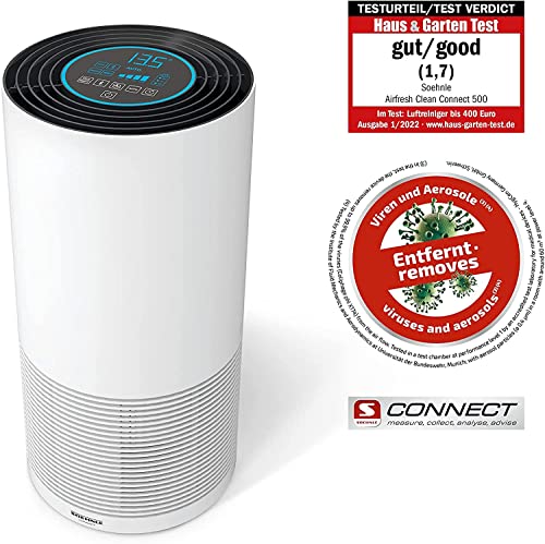 Soehnle Airfresh Clean Connect 500 mit Bluetooth Luftreiniger mit App-Anbindung, Air Purifier reinigt Partikel, Luftreiniger für beste Luftqualität