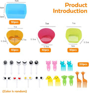 60 PCS Silicone lunch box dividers, reusable bento accessories, silicone cupcake liners, children's bento box accessories with forks, used for school, work, and travel
