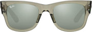 RB0840s Mega Wayfarer Square Sunglasses - Transparent Green/Grey Mirror