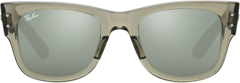 RB0840s Mega Wayfarer Square Sunglasses - Transparent Green/Grey Mirror