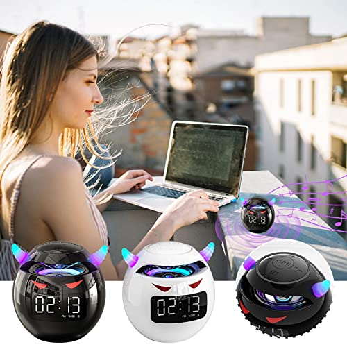 MAKINGTEC Wireless Bluetooth Speaker, Led Flash Portable Outdoor Bedside Kids Room Alarm Clock Subwoofer Music Tf Player with Microphone Hands-Free Call (Black)