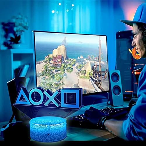 Playstation Light for Game ，3D Illusion Night Light with Remote Control + Timer 16 Color Changing Headphone Desk Lamp Kids Gamer Room Decor Plug in Best Cool Festival Birthday Present for Boys Men