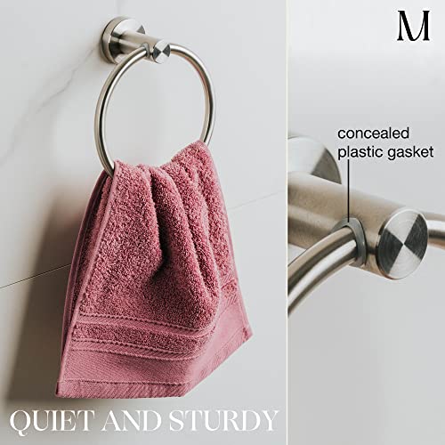 Bathroom Hardware Accessoires Stainless Steel Brushed Wall Mount Including Bath Towel Bar, Towel Ring/Hand Towel Holder, Toilet Paper Holder, Robe Hook MARMOLUX ACC Towel Ring Silver PA-91132BN