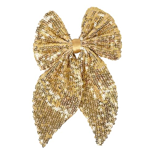 Radhu & Kabby Trendy Hair Bow for Women/Girls | Perfect for Special Occasions | Fancy & Stylish Hair Accessories | Anti-Hair Breakage | Glittery Golden Color | Same as pic | 1 Pcs