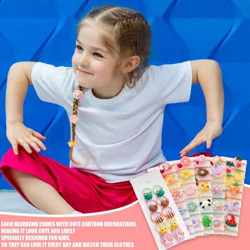 Baby Girls Hair Ties, 60 Pcs Cute Cartoon Elastic Hair Bands Ponytail Holders Animals Flower Multi-color Hair Bobbles Hair Accessories for Girls Infants Toddlers Kids Children (Multi-colored)