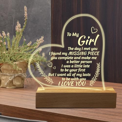 MAKINGTEC Romantic Gifts to My Girlfriend Engraved Night Light, I Love You Gifts for Her, Cute Girlfriends Birthday Anniversary Valentines Day Gifts for Girlfriend