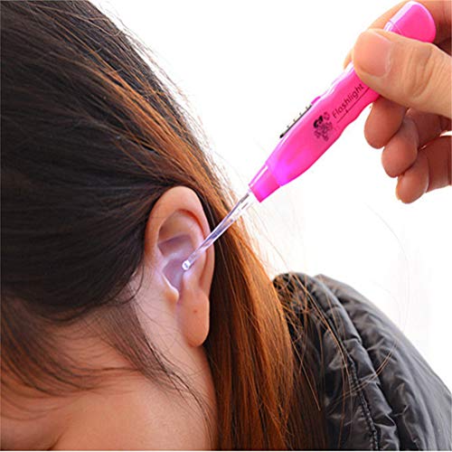 TDMKT 4pcs LED Lighting Ear Pick Lighted Earwax Removal Swab Safe Earwax Remover Tool (Random)