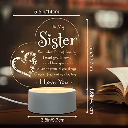 Afterprints Sister Gifts - to My Sister Night Light, Gifts for Sister on Birthday Mothers Day Graduation, Sisters Gifts from Sister Brother, Engraved Night Lamp