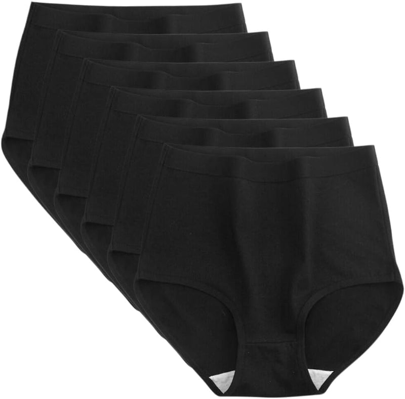 Dress Cici High Waisted Cotton Underwear for Women, Cotton Stretch Briefs for Ladies Full Coverage (6 Pieces)