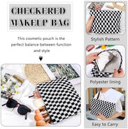 ZLFSRQ 3Pcs Checkered Makeup Bag for Women Large Cosmetic Bag Set Travel Toiletry Bag Makeup Pouch Bag for Purse Pink Zipper Storage Bag Organizer Cute Small Aesthetic Girls Car Essentials Bag