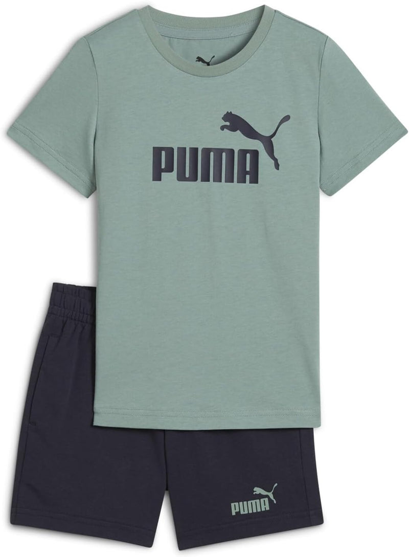 Unisex Kids ESS No.1 Logo Tee and Shorts Set Sportstyle Kids (pack of 1) - Green Moon-New Navy