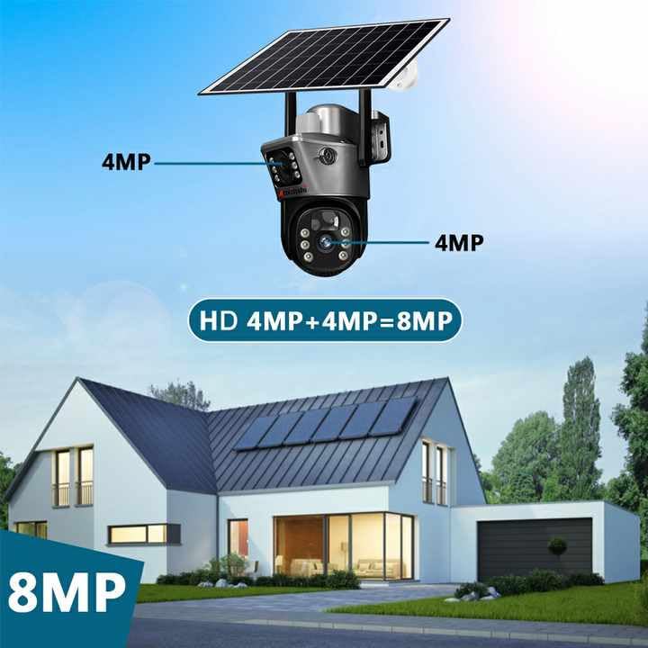 Solar Security Camera with PTZ, WiFi Outdoor Camera with LED Lights, Solar Panel Powered, 1080P