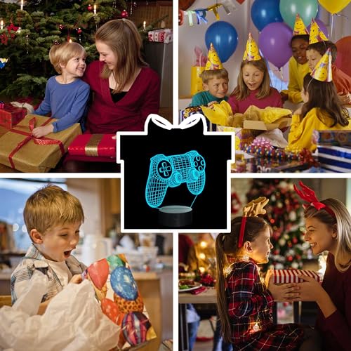 eWINNER 3D Gamepad Illusion Lamp, Game Controller Night Light with Remote Control and Timing Function 16 Color Changing Gaming Room Decor Best Gamer Gift