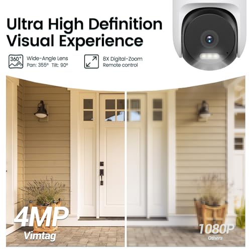 VIMTAG POE Camera, 2.5K/4MP Security Camera Outdoor only for POE LAN Switch or NVR with Spotlight/Night Vision/Pan/Tilt/Speaker/2-Way Audio/Phone App/IP/Human/Sound/Motion Detection for Home Security