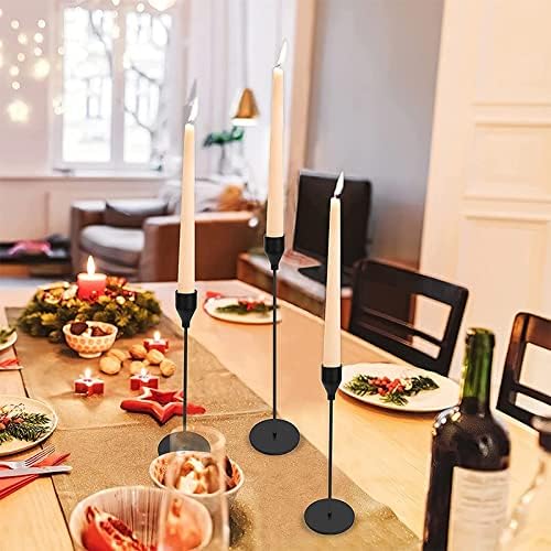 6PCS French Honey Gold Candle Holders,Set of 6 Tall Taper Candlestick fit for 3/4" Thick Pillar Candle&Led Modern Metal Candle Stands Decorative Table Centerpieces for Dinning Party Church,Decorative