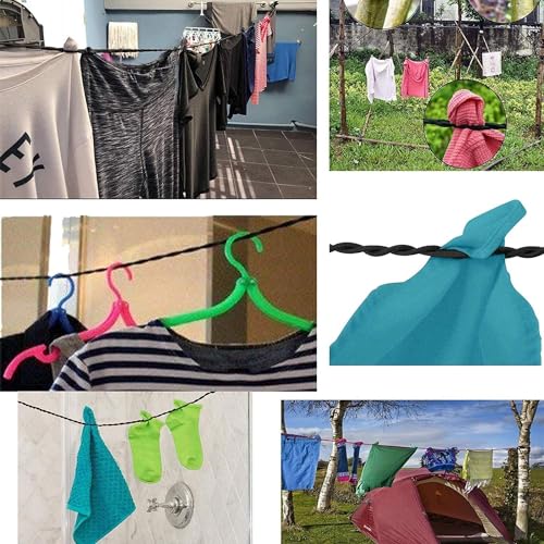 Retractable Portable Clothesline for Travel,Tri-Braided Clothing line with Strong Suction Cups and Metal Hooks, for Indoor Laundry Drying line,Outdoor Camping Accessories, Without Clothes Clips