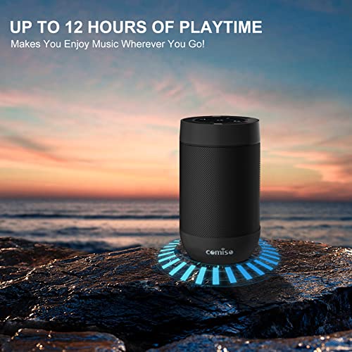Comiso Portable Bluetooth Speaker, Bluetooth Wireless Mini Pocket Speaker, 360 HD Surround Sound & Rich Stereo Bass, 12H Playtime, IPX5 Waterproof for Travel, Outdoors, Home and Party (Black)