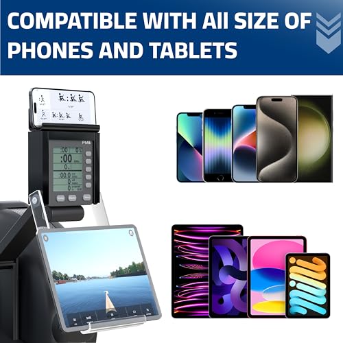 Phone & Tablet Holder Compatible with Concept 2 Rowing Machine & Skierg with PM5 Monitor, Rower Accessories, 2-in-1 Phone & Tablet Mount Stand for Model D&E and Rowerg, Patent Pending
