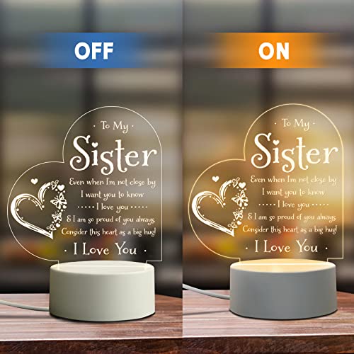 Afterprints Sister Gifts - to My Sister Night Light, Gifts for Sister on Birthday Mothers Day Graduation, Sisters Gifts from Sister Brother, Engraved Night Lamp
