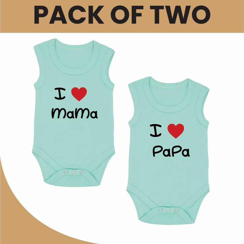 Pack of 2 Unisex Baby Romper with Mama and Papa Printed Design for Newborns,Infants, Toddlers Sleeveless Jumpsuit Snap Closure for Easy Diaper Changes Ideal for Baby Shower