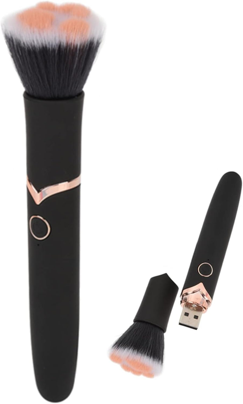 Coodiikaka Electric Makeup Brush, 10 Gears Vibration Massage makeup Brush, Works with Foundation, Concealer or Blush, Rechargeable Adjustable Loose Powder Brush (Black)