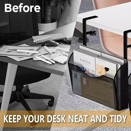 Uniface Mesh Metal Under Desk Drawer,Hanging Desk Organizer,Clamp On Under Desk Storage,Desk Side Storage for Office and Home