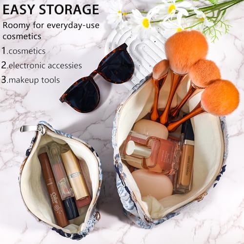 ZLFSRQ 3Pcs Checkered Makeup Bag for Women Large Cosmetic Bag Set Travel Toiletry Bag Makeup Pouch Bag for Purse Pink Zipper Storage Bag Organizer Cute Small Aesthetic Girls Car Essentials Bag