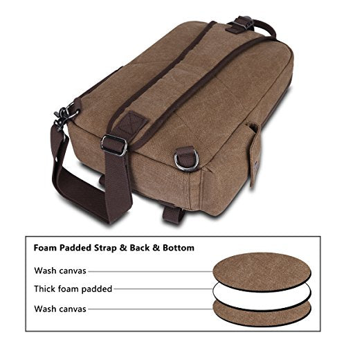 S-ZONE Men Crossbody Sling Bag Fit for 14 Inch Laptop Casual Canvas Single Chest Shoulder Backpack