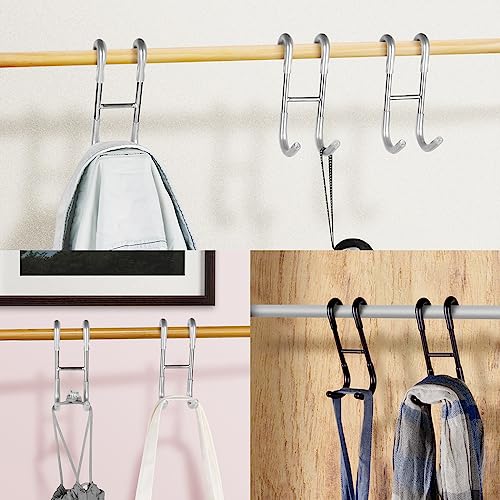 NINETREX Shower Door Towel Hooks, Over Glass Door Brushed Nickel Hook for Bathrooms,Towel Rack Heavy Duty 304 Stainless Steel for Towels Frameless Glass Door，Coats，Squeegee，loofah，2 Pack,Silver