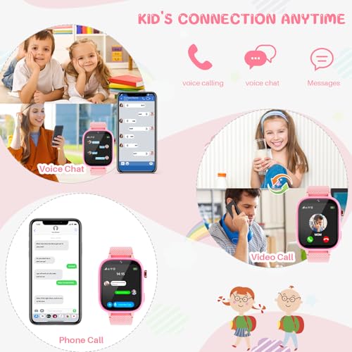 OKYUK 4G Smartwatch, Children's Watch with SIM Card, 47 Exciting Games, Two-Way Call Function, SOS Emergency Call Button, Ideal for Children from 3 to 12 Years, Alternative