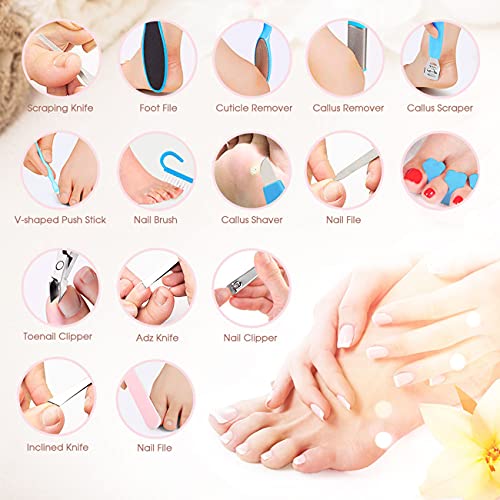 U-HOOME Pedicure Kit,20 in 1 Professional Pedicure Tools set Stainless Steel Foot Care Kit to Remove Hard Skin Head Skin