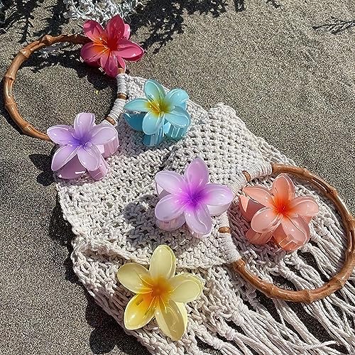 GQLV Flower Hair Claw Clips-4PCS Large Claw Clips for Thick Hair,Strong Hold Nonslip Hair Clips for Women,Hawaiian Flower Claw Clips,Cute Hair Clips,Banana Clip for Thin Hair,Hair Accessories for