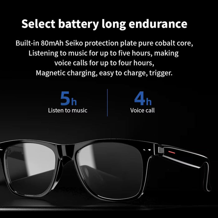 Smart Audio Glasses MG02 – Bluetooth 5.3 Touch Control Super Bass Hands-Free Calls | Open-Ear Wireless Sunglasses Lightweight Stylish Black | for iPhone Samsung Huawei, One Size