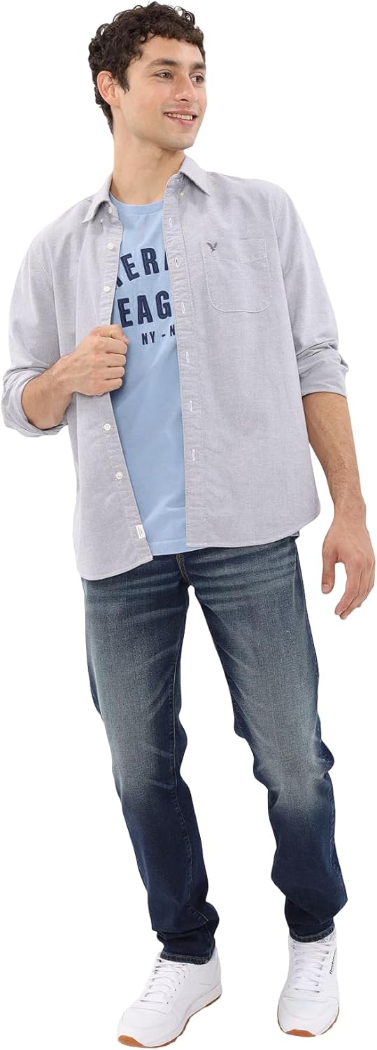 American Eagle Mens AE Everyday Oxford Button-Up Shirt Classic