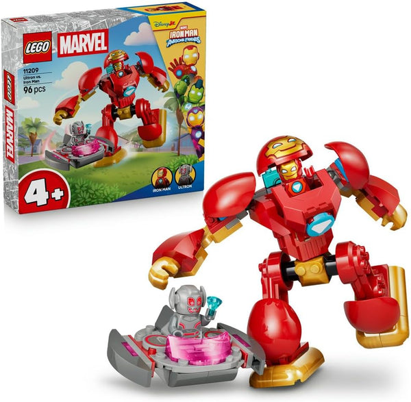 Marvel Ultron vs. Iron Man 11209 Super Hero Toy, Mech Action Figure & 2 Minifigures, Building Set, Gift for 4+ Year Old Boys & Girls, 96 Pieces