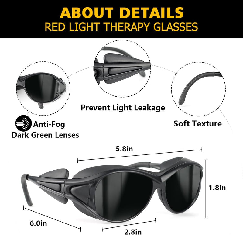 ULTREMA Red Light Therapy Glasses,300-1500nm IPL laser Safety Glasses,Tanning Goggles, Light Therapy and Laser Hair Removal Treatment Eyes Protection