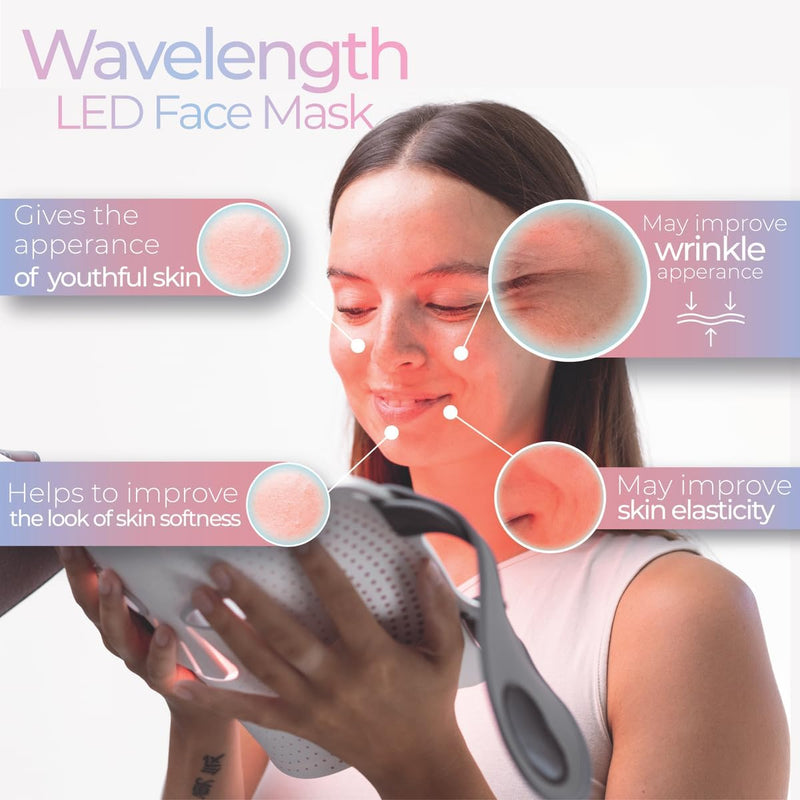 stylPro Wavelength LED Face Mask - Multi-Mode Skincare with Red, Blue, Near-Infrared Light for Wrinkles, Blemishes - Flexible, Rechargeable, User-Friendly, Designed in UK, Professional-Grade