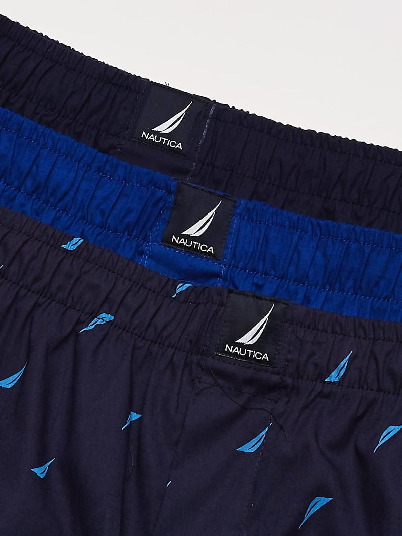 Nautica mens Cotton Woven 3 Pack Boxer Boxer Shorts
