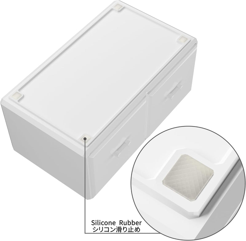 READAEER Makeup Cosmetic Organiser Storage Drawers Display Boxes Case with 6 Drawers, 3 Pieces, Freely Combined and Stacked. - White
