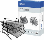 Maxi Mesh Document Tray Black,Metal A4 Paper Office Tray, Letter Organizer Holder Desktop Accessories3 Tires, 3Trbl - 3Tires