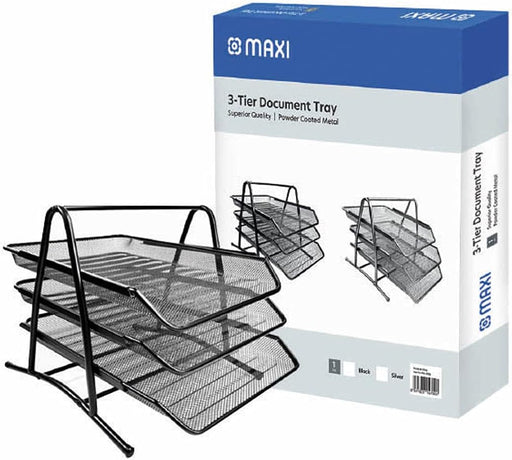 Maxi Mesh Document Tray Black,Metal A4 Paper Office Tray, Letter Organizer Holder Desktop Accessories3 Tires, 3Trbl - 3Tires