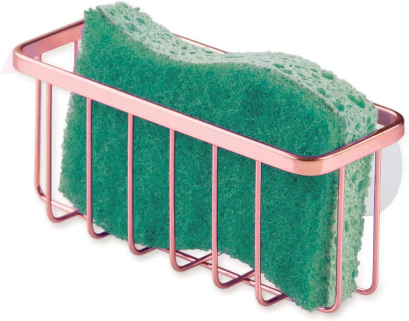 Interdesign Gia Suction Kitchen Sink Caddy, Sponge Holder For Kitchen Accessories - Satin - Copper Set of 1