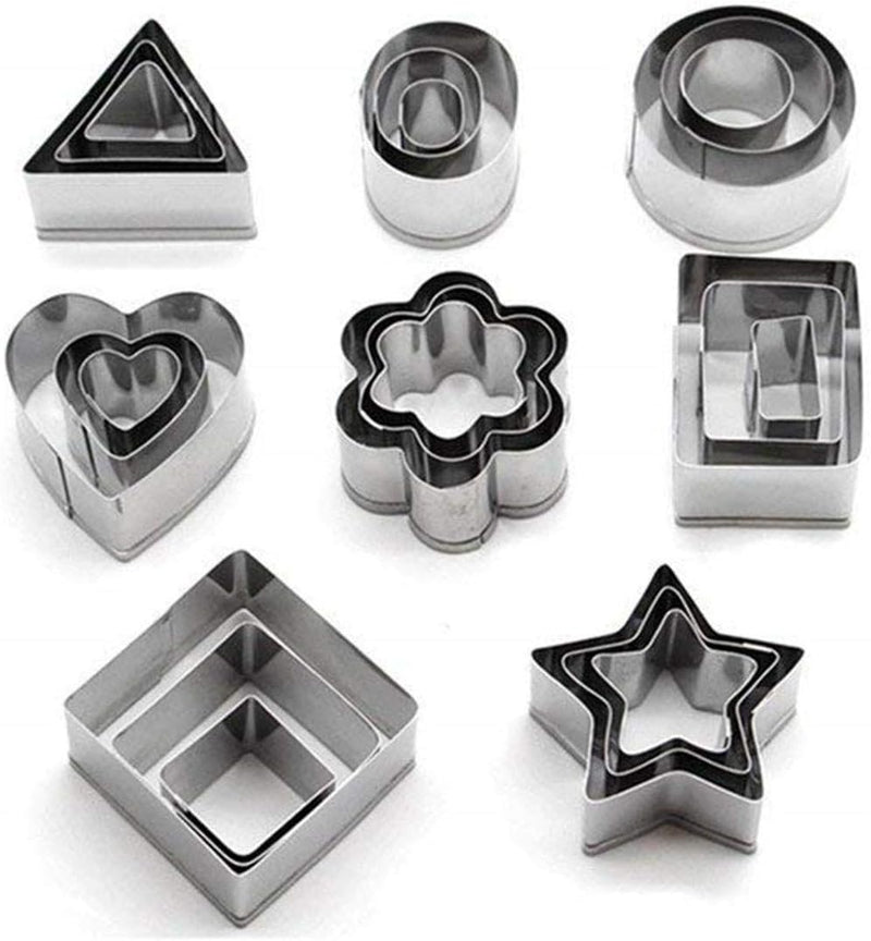 24 Pcs Cookie Stainless Steel Mold Set Food Fruits Biscuits Cutters For Icing Pastry Sugar Craft Cake Decoration With Box
