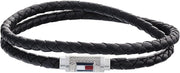 Gray Double Wrap Leather Bracelet For Men - Multicolor