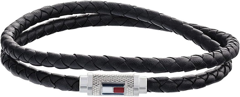 Gray Double Wrap Leather Bracelet For Men - Multicolor