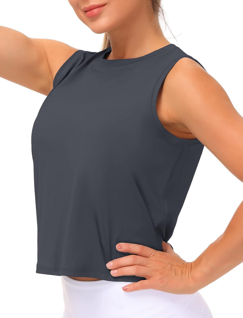 THE GYM PEOPLE Ice Silk Workout Tops for Women Quick Dry Muscle Gym Running Shirts Sleeveles