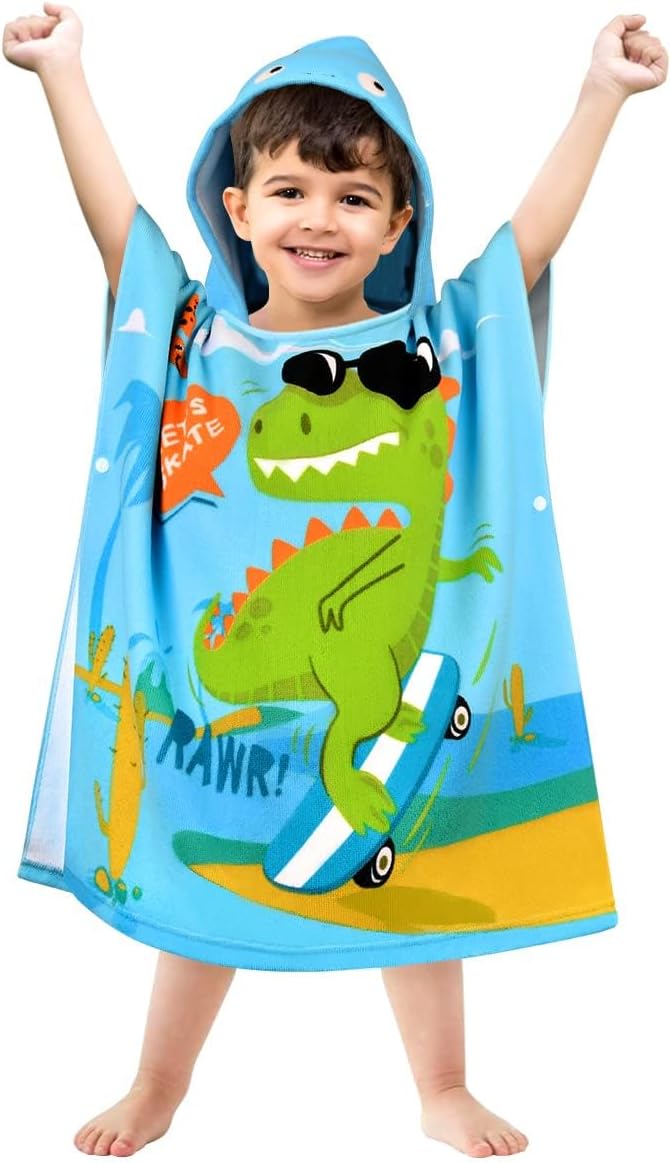 Baby Bath Towel Beach Towel, Thicker Kids Hooded Beach Towel for Boys Girls Softest Hooded Bath Towel Wrap Pool Beach Towel for Babie, Toddler Bathrobe for Kids 3-7 Years (Navy Shark) - F