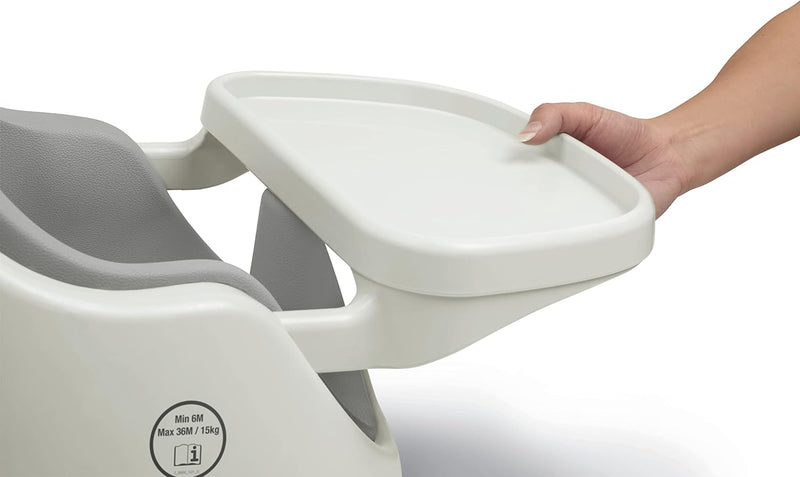 Mamas & Papas Baby Bug Booster Seat for Dining, Detachable Tray, Harness, Adjustable Seat and Non-Slip Feet - Pebble Grey
