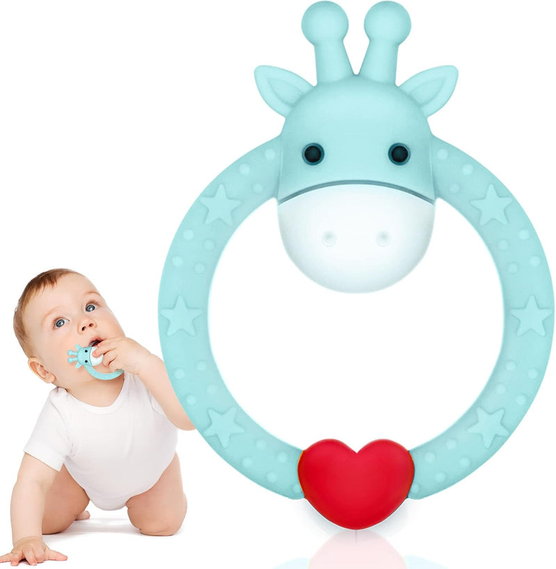 SHARE&CARE BPA Free Silicone Fruit Baby Teether Toy with Storage Case, for 3 Months Above Infant Sore Gums Pain Relief (5 Fruits)