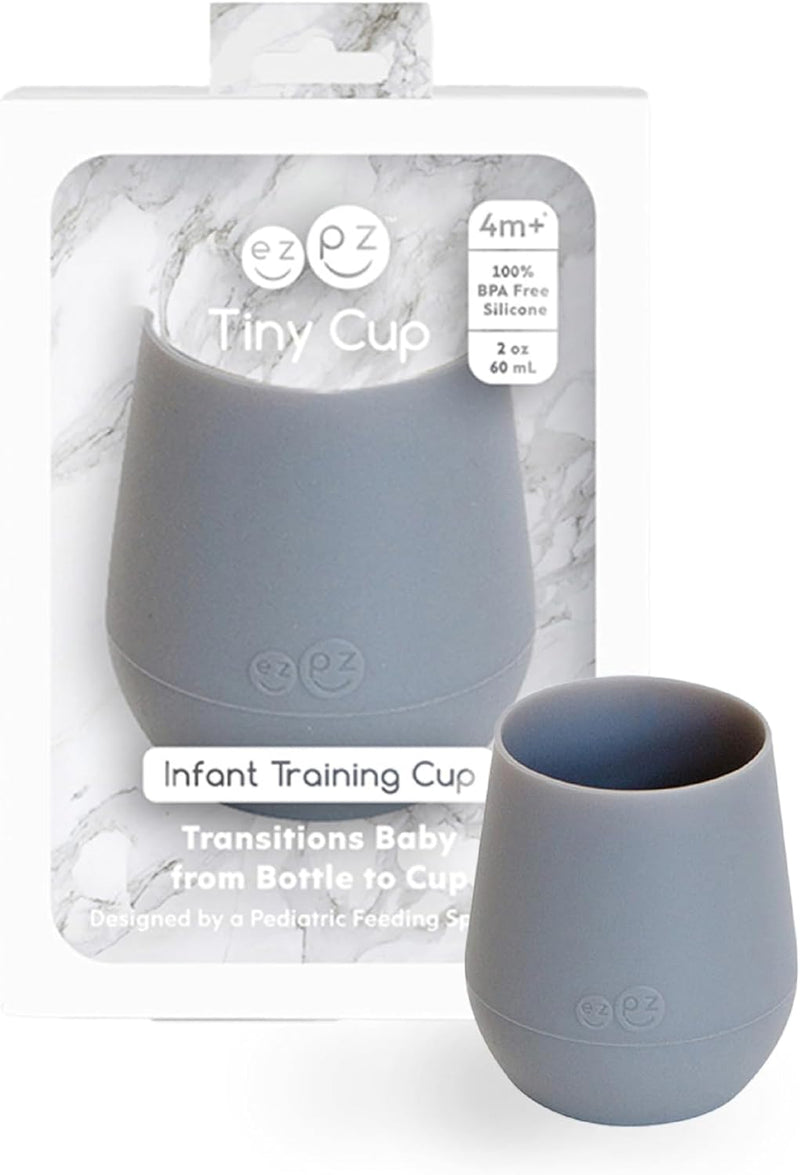 ez pz Ezpz Tiny Cup (Sage) - 100% Silicone Training Cup For Infants - Designed By A Pediatric Feeding Specialist - 4 Months+, EUtss001, Infants Training Cup